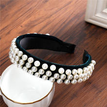 Haimeikang 2021 New Sample Design Flannel Pearl Hair Band Girls Hair Accessories Women Headband Wedding Party Bridal Hair Hoop 2024 - buy cheap