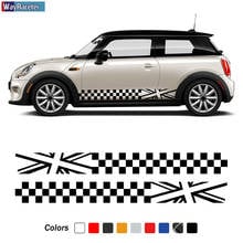 2 Pcs Union Jack Decal Checkered Door Side Stripes Sticker For MINI Cooper S One R50 R52 R53 R56 R57 F55 F56 F57 JCW Accessories 2024 - buy cheap