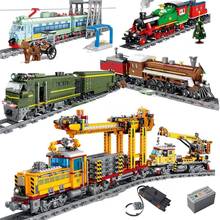 City Power-Driven Rail Electric Train Track Car Bricks High-tech Train Station Building Blocks Education Toys For Children Kids 2024 - buy cheap