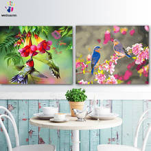 DIY цветные картины по номерам с разноцветные цветы и фотографии птиц Рисование Живопись по номерам Обрамленный дом 2024 - купить недорого