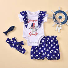 Newborn Toddler Baby Girls Clothes Sets Baby Outfits Bodysuit Stars Shorts Newborn Independance Day Baby Girl Clothing Set 2024 - buy cheap