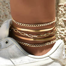Fashion Gold Color Snake Chain Punk Thick Ankle Chains 5 Pcs/Set 2021 Summer Beach Foot Jewelry Anklets for Women Gift 2024 - buy cheap
