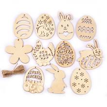 5Pcs Cute Rabbit Easter Eggs Wooden Hanging Ornaments Crafts Supplies Handmade Wood Chips DIY Home Party Decoration 6-8m M2671 2024 - buy cheap