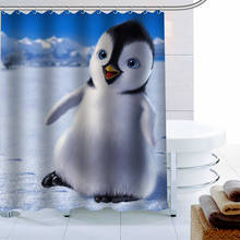 100% tela de poliéster personalizado adorável pinguim cortina de chuveiro moderna cortina de banheiro à prova dwaterproof água com gancho cortina de banho 2024 - compre barato