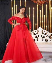 Nova manga longa vermelho vestidos de noite 2021 a linha robe soiree dubai vestido festa abendkleider vestido abiye elbiseler robe de soiree 2024 - compre barato