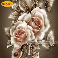 Full Drill 5d Diy Diamond Painting Rose Love Flower Square 3D Dimond Cross-stitch Mosaic Embroidery Wedding Valentines Day Gifts 2024 - buy cheap