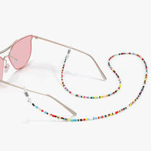 Corrente de óculos de sol feminina, corrente colorida de miçangas acrílicas, para leitura, suporte de corda, pescoço, corda para óculos, acessórios 2024 - compre barato