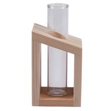 Прозрачная стеклянная пробирка, ваза в деревянной подставке, цветочные горшки для гидропоники, фотоукрашение 2024 - купить недорого