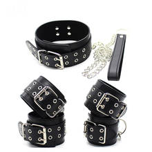 PU Leather Padded Hand Cuffs Ankle Cuffs and Neck Collar Sex Bondage Restraints Adult Sex Toys ,BDSM Fetish Cosplay Accessories 2024 - buy cheap