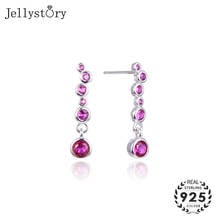 Jellystory trendy 925 sterling silver earring with round shaped amethyst gemstone drop earrings jewelry for female wedding party 2024 - buy cheap