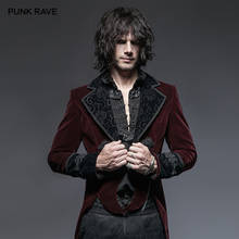 Мужская длинная куртка с ножницами, Готическая красная куртка с хвостом вампира, вечерние куртки в стиле панк-рок, ветровка 2024 - купить недорого