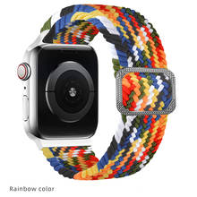 Плетеный нейлоновый ремешок для Apple Watch band 44 мм 40 мм 38 мм 42 мм, регулируемый эластичный браслет для iWatch Series 6 SE 5 4 3 2024 - купить недорого