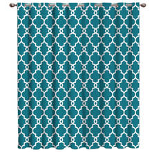 Moroccan Blue Pattern Room Curtains Large Window Window Curtains Dark Bathroom   Drapes Fabric Print Decor Kids Home Decor 2024 - buy cheap