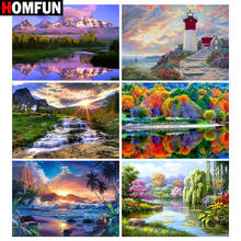 HOMFUN-pintura de diamante completo "hermoso paisaje", cuadro artesanal de diamantes de imitación, 5D, bordado, decoración de punto de cruz 2024 - compra barato