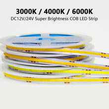 12 24 v tira de led cob luz branca flexível 12v 24 v led 0.5m-5m faixa led para o quarto 2024 - compre barato