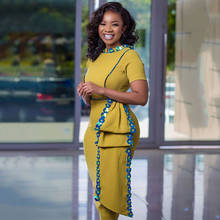 Vestido africano elegante para mujer, ropa africana a la moda, Dashiki, amarillo, Ankara, Midi, con lentejuelas, Bazin, DCC696 2024 - compra barato