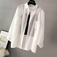 Blusa holgada De chifón para verano, camisa blanca para Mujer, abrigo, Moda 2024 - compra barato