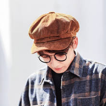 Corduroy Hat Art Octagonal Hat Fashion Women Man Vintage Hat Newsboy Autumn And Winter Striped Cap Retro British Style Hat NZ117 2024 - buy cheap