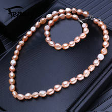 Женское Ожерелье с натуральным пресноводным жемчугом FENASY, длинное ожерелье в стиле барокко, браслеты, ювелирные наборы с жемчугом 2024 - купить недорого