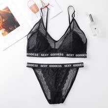 Women Lace Bra Panties Set Sexy Bra And Thongs Push Up Bra Underwear Female Backless Bralette Transparent Sexy Lingerie Set 2024 - buy cheap