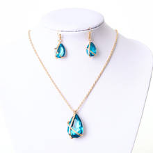 Fashion Water Drop Jewelry Sets Clear Crystal Drop Earrings And Pendant Necklace Sets 4 Colors Vintage Accessories 2024 - buy cheap