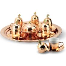 Hammered Red Copper Turkish Coffee Set 8 Pieces Handmade Workmanship in Turkey Great Gift Idea 35cm Plate 2024 - buy cheap