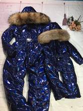 Real fur 2021 Winter Jacket mother child jackets children jumpsuit snow suit family overall down romper ski suits outerwear 2024 - buy cheap