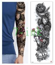 Pegatinas de tatuaje impermeables para hombres y mujeres, tatuaje de brazo completo, cadena de Calavera, flor, reloj, tatuaje de transferencia al agua, Flash, tatuaje falso 2024 - compra barato
