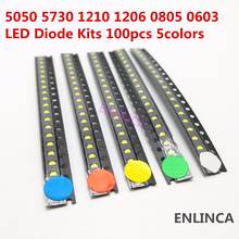 Kit de diodo de led smd, 100 peças, 5 cores x 20 peças, 5050 5730 1210 1206 0805, 0603, branco vermelho azul amarelo verde 2024 - compre barato