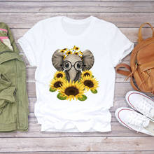 Women Floral Sunflower Animal Casual 90s Printing Print Lady T-shirts Top Womens Graphic T Shirt Ladies Female Tee T-Shirt 2024 - купить недорого