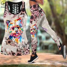 PLstar Cosmos-pantalones de entrenamiento para mujer y niña, Tanktop hueco con estampado 3D de perro, traje de Yoga sexy, mallas suaves para Fitness, envío directo 2024 - compra barato