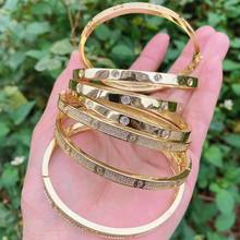 3PCS, Metal Copper Bangles For Women Girls Minimalist Gold Color Zircon Bracelets 2021 NEW Jewelry Gift 2024 - buy cheap
