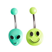 1pc Smiley Belly Piercing Belly Button Rings Bar Stainless Steel Navel Ring Barbell Nombril Ombligo Woman cute Body Jewelry 14g 2024 - buy cheap