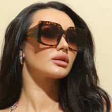 New Luxury Brand Leopard Square Sunglasses Women's Gradient Designer Shades Fashion Ladies Beach Sun Glasses UV400 Points 2024 - buy cheap