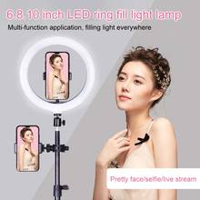 Anillo de luz LED regulable para selfi, lámpara de fotografía con soporte para teléfono, trípode de 16cm, USB, para maquillaje 2024 - compra barato