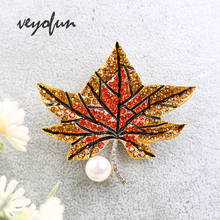 Veyofun maple leaves za pérola strass broche pino para feminino vintage jóias acessórios novo 2019 2024 - compre barato
