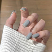 24Pcs Grey Transparent Design French False Nails Fake Nails Full Cover Artificial Nail Art Tips Press no Nail Manicure Tool 2024 - buy cheap