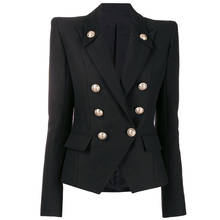 Хай-стрит 2021 звезда Стиль дизайнерский пиджак Для женщин двубортный классический пиджак с металлическими кнопками в форме льва куртка 2024 - купить недорого