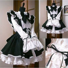2021 verão novas mulheres maid outfit anime vestido longo preto e branco avental vestido lolita vestidos cosplay traje 2024 - compre barato