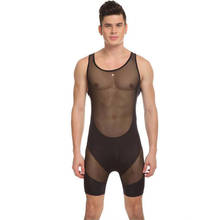 Sexy Lingerie Men Transparent Vest Shaper Breathable Bodysuit See Through gym Tight Leotard Men's Underwear Basic Shirt 2024 - buy cheap