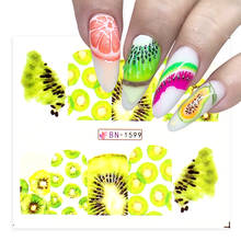 Spider Design Water Nail Art Stickers Fruit With Stripe Lines Transfer Decals Kiwi Lemon Avocado Manicure Slider BEBN1597-1608-1 2024 - buy cheap
