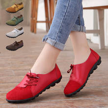 Zapatos planos de piel de vaca para mujer, zapatillas femeninas de suela blanda, color rojo, para primavera, 2021 2024 - compra barato