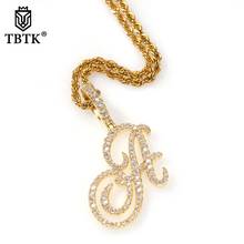 TBTK-Colgante de nombre y collar con letras curvas de A-Z, circonita cúbica AAA, colgante de Color dorado y plateado, joyería de Hip Hop 2024 - compra barato