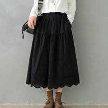 Женская юбка с карманами Johnature, однотонная свободная универсальная юбка с вышивкой в стиле ретро, 4 цвета, весна 2020 2024 - купить недорого