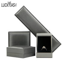 Caja de almacenamiento de joyería de plata cepillada, caja de anillo de cuero PU, pulsera, collar, caja de regalo colgante para joyería, caja de regalo de boda 2024 - compra barato