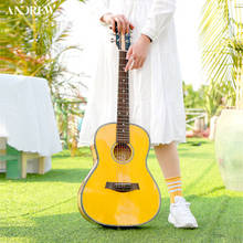 Violão folclore de 36 polegadas agt340, instrumento musical de viagem para violão de abeto sólido, amarelo, presente para meninas 2024 - compre barato