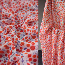50*148cm White Background Sweet Red Cherry Print Small Floral Chiffon Yarn Fabric Dress Shirt Girl Clothes Handmade DIY Fabric 2024 - buy cheap