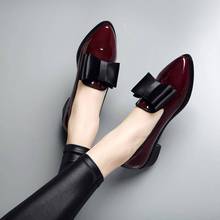 2020 Plus Size 41 Spring Flats Women Shoes Bowtie Loafers Patent Leather Elegant Low Heels Slip On Footwear Female Oxford Shoes 2024 - buy cheap