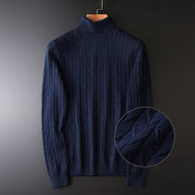 Suéter masculino de gola alta luxuoso 3d, suéter de lã jacquard grosso plus size 4xl slim fit, de cor sólida 2024 - compre barato