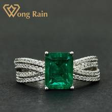 Wong Rain Vintage 100% 925 Sterling Silver Created Moissanite Emerald Gemstone Wedding Engagement Ring Fine Jewelry Wholesale 2024 - купить недорого